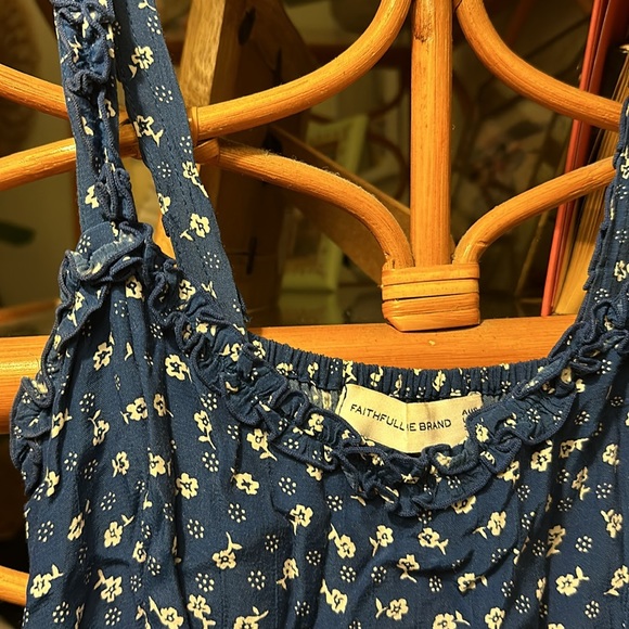 Faithful the Brand Blue Noemie ruffle slip dress XS (Lulus) - Picture 7 of 9